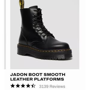 Worn TWICE $210 Dr. Marten Jadon Smooth Black Leather Platform Combat Boots 8